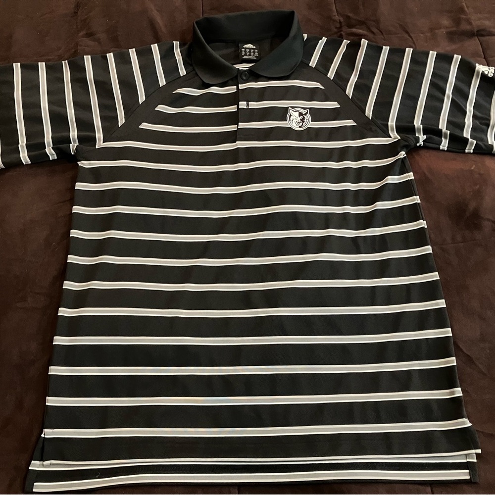 Adidas Black Polo with feline logo